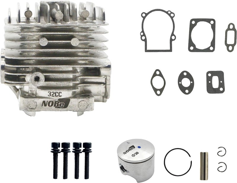 NOBE 32cc Cylinder Head&Piston Kit for 1/5 HPI KM ROVAN Baja Losi 5ive T FG BM GoPed RedCat Fit for 32CC FLMLF - Image 1